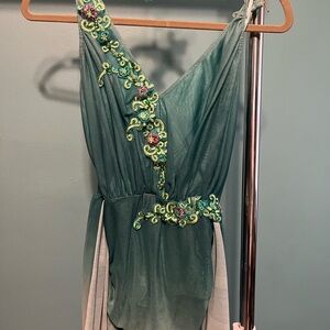 Elegant Green Embellished Dance costume Wish Come True Adult X Large
